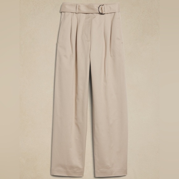 NWOT! Banana Republic Natural Stone Gray Cruz Pleated Wide-Leg Chino - Size 20 💎 - Picture 4 of 7